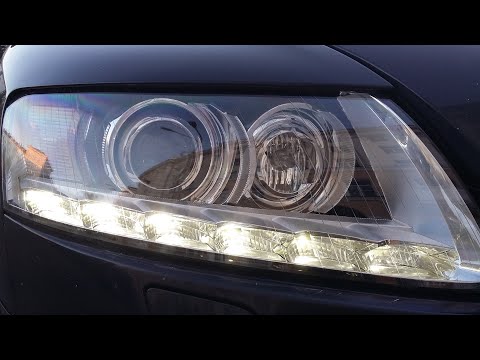 Видео: Фары A6 C6 рестайл. Разборка модуля AFS, ремонт LED реснички, установка на дорестайл. 4K видео.