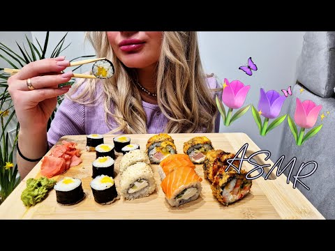 Видео: ASMR eating sushi 🥰 / АСМР итинг роллов 🌷🍣🧋