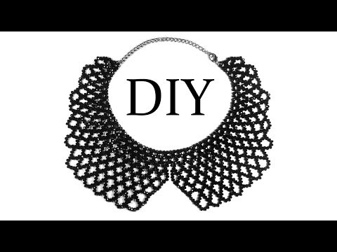 Видео: DIY: How to make beaded necklace (collar) / Как сплести воротник из бисера (бусин) "Сеточка"
