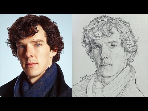 Видео: Научитесь рисовать реалистичный портрет Шерлока карандашом, используя метод Лумиса.