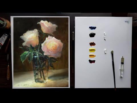 Видео: Как нарисовать РОЗЫ и СВЕТ. Идея весенней картины на холсте! #art