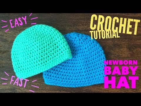 Видео: Простая вязаная крючком детская шапочка / Вязание крючком для начинающих новорождённых