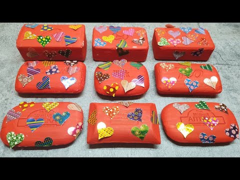 Видео: CUTTING DRY RED SOAP MINI HEARTS asmr   Pезка сухого хрустящего мыла SO SATISFYING साबुन asmr 비누 병