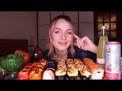 Видео: MUKBANG | Роллы, салаты | Sushi/rolls, salad не ASMR