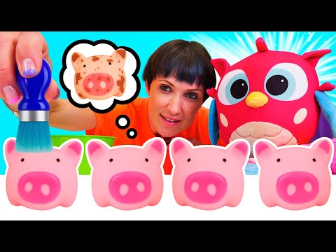 Видео: Приключения в саду для малышей! Маша Капуки и совенок собирают урожай и играют с маленькими хрюшками