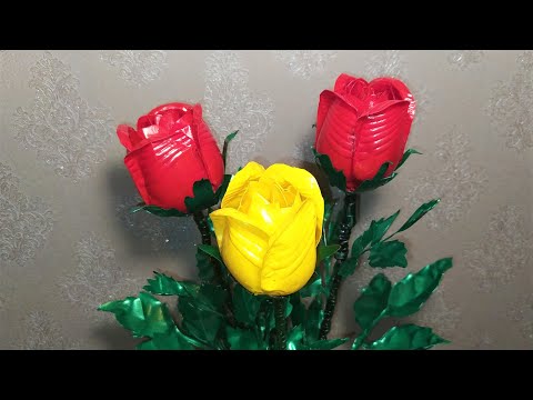 Видео: Розы из пластиковых бутылок. Мастер класс.