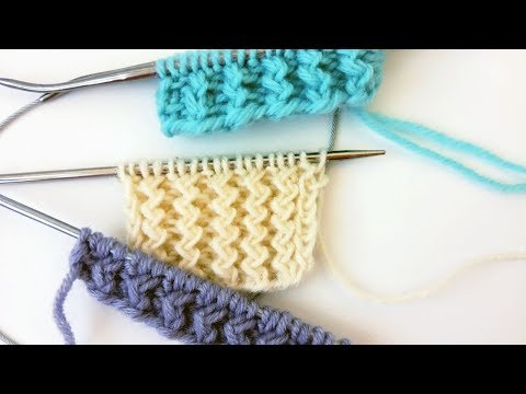 Видео: Резинка ЗИГЗАГ поворотными рядами и по кругу. Knit Solo