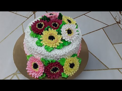 Видео: Торт с герберами