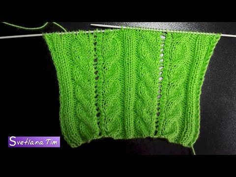 Видео: Комбинированный УЗОР СПИЦАМИ Коса с Ажуром и резинкой. Вязание спицами Beautiful knitting № 472