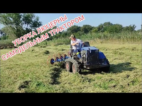 Видео: 🚜 Уборка люцерны 2023г.Самодельный трактор, самодельная косилка, сеноворошилка. 🚜