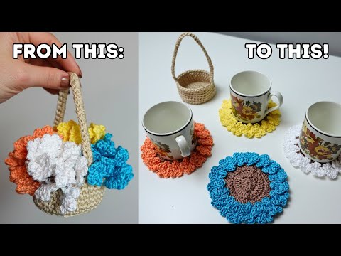 Видео: Цветочная корзина, которая превращается в подставку! Учебник по вязанию крючком