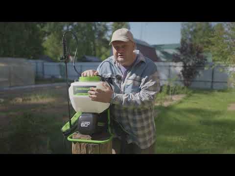Видео: Тест аккумуляторного опрыскивателя Greenworks GW-BPS60, 60V     (арт. 5300107)