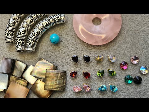 Видео: АлиЭкспресс🛒 Цирконы, поталь,  темный перламутр, розовый кварц, бейлы, диски монетки  и др.