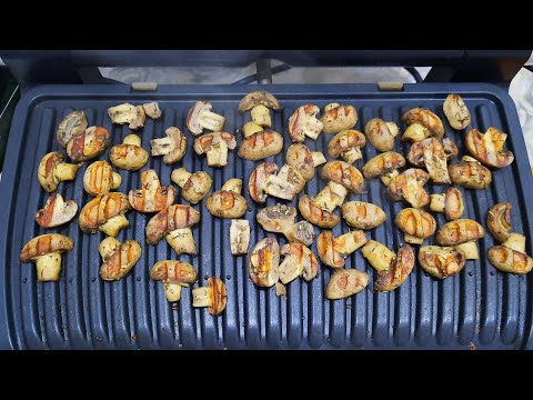 Видео: готовим на Tefal Optigrill+ XL грибы шампиньоны