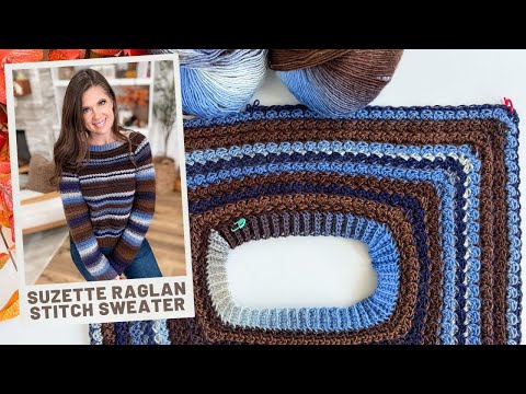 Видео: Как связать крючком свитер реглан узором «Сюзетт» | Пошаговое руководство по вязанию крючком
