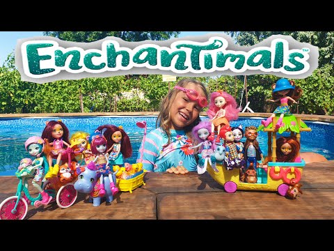 Видео: Enchantimals в Бассейне / Куклы Энчантималс купаются с Катей / Pretty Katy Queen