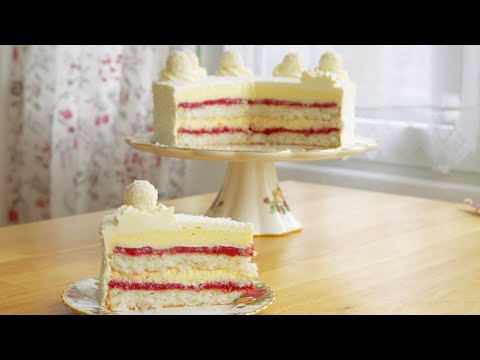 Видео: МАЛИНОВЫЙ ТОРТ РАФФАЭЛЛО – ЛЕГКИЙ И ВЛАЖНЫЙ