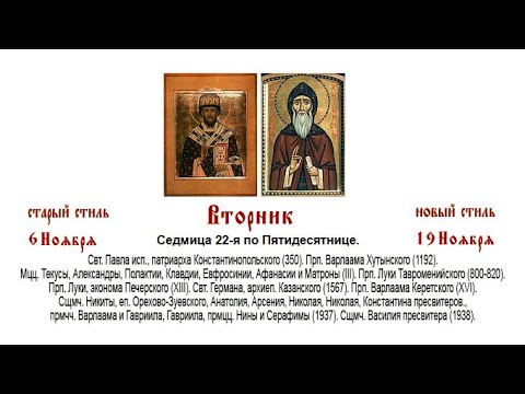 Видео: 19.11.2024. Божественная Литургия. Вторник. Седмица 22-я по Пятидесятнице.