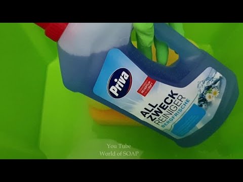 Видео: ASMR (43) Sponges squeezing w/Priva/Мыление губок с моющим средством Priva