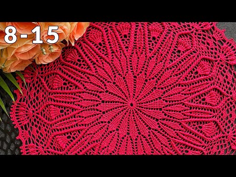 Видео: Салфетка крючком, Лилия, 8-15