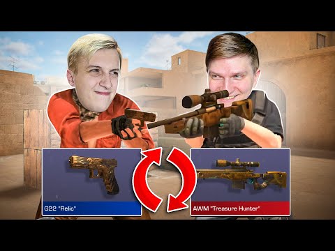 Видео: ПОМЕНЯЛИСЬ СКИНАМИ с ВЕЛЕЙ в STANDOFF 2 | ИГРАЮ с AWM Treasure Hunter