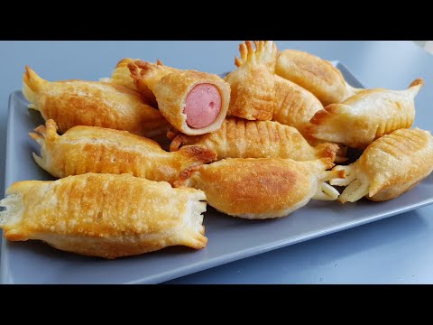Видео: Сосиска в тесте быстрый рецепт с хрустящим тестом. Приготовит даже ребенок, сосиска в виде конфеты.