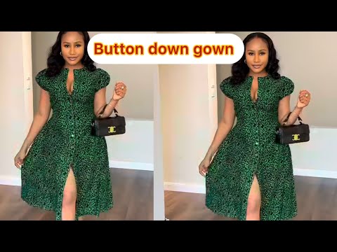 Видео: Как раскроить и сшить платье А-силуэта на пуговицах с поясом на талии и рукавами-буфами