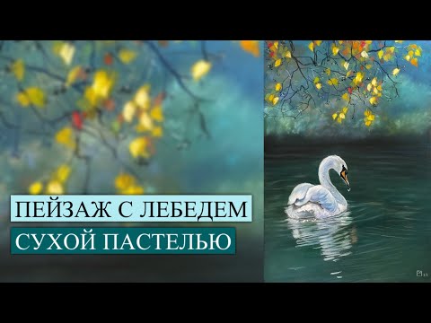 Видео: ПЕЙЗАЖ С ЛЕБЕДЕМ ПАСТЕЛЬЮ