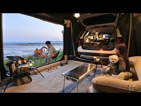 Видео: Кемпинг на море с роскошной 2-комнатной надувной автомобильной палаткой🚙