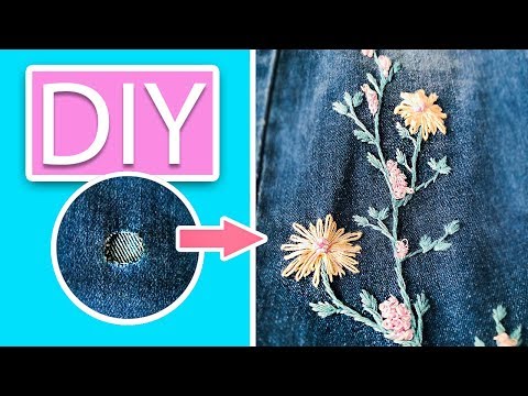 Видео: 💎 DIY 💎 ЛАЙФХАКИ С ОДЕЖДОЙ💎Вышивка. Как спрятать дырку на джинсах? 💎 ©VIKTORIA