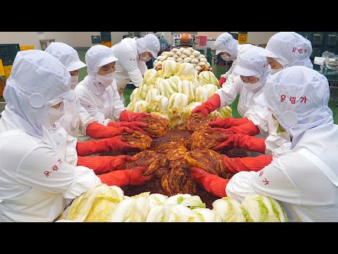 Видео: Массовое производство различных корейских кимчи - Продовольственная фабрика