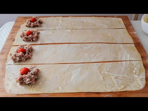 Видео: Самса слоеная и хрустящая из индейки с помидорами черри!