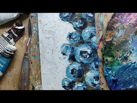 Видео: ГОЛУБИКА 🫐 мастихином ИМПАСТО 