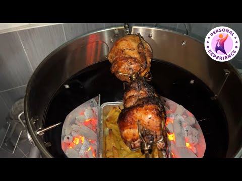Видео: Как приготовить идеальную курицу на вертеле с картофелем на угольном гриле? [РЕЦЕПТ В СУБТИТРАХ]
