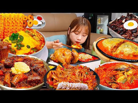 Видео: Sub)Real Mukbang- Мой лучший выбор кулинарных видео👩🏻‍🍳 Ttteokbokki, Spicy Noodles🔥 KOREAN FOOD ASMR