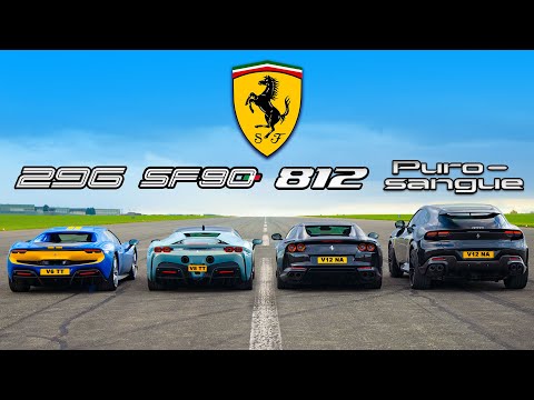 Видео: Кто победит в заезде? Ferrari Purosangue против 812, SF90 и 296 GTB