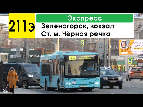 Видео: Автобус 211э "Ст. м. "Чёрная речка" - Зеленогорск, вокзал" (экспресс) (старая трасса)