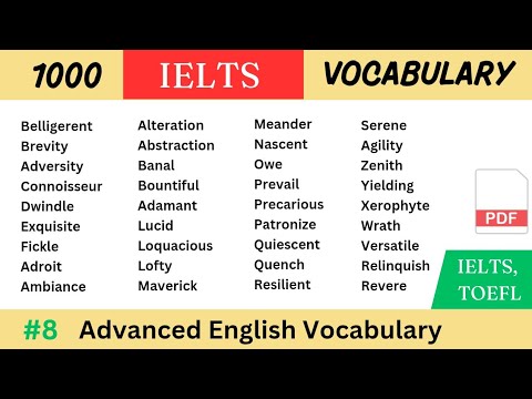 Видео: 1000 часто встречающихся слов для IELTS, TOEFL и PTE (Часть 8)