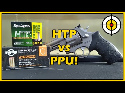 Видео: Разборки .357 Magnum! 158-грановая пуля Remington HTP против 158-грановой пули PPU, тест на балли...