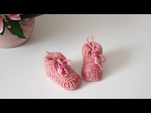 Видео: #364. Пинетки для новорожденных. Размер 8 см по подошве.