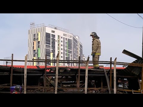 Видео: Последствия пожара в ТЦ «М-ЮНИ»