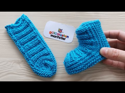 Видео: Очень легкие вязаные новорожденные детские пинетки модели носки