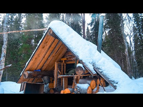 Видео: КАЙФ КРОШЕЧНОЙ ИЗБЫ В НЕНАСТЬЕ. ВЫЖИВАНИЕ. УСТАНОВКА ЛОВУШЕК НА РОСОМАХУ.