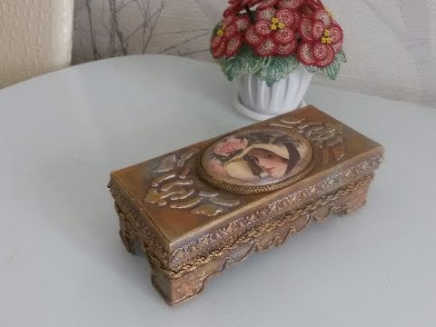 Видео: Декупаж шкатулки Ч.2 Бронза