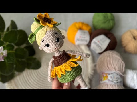 Видео: Кукла Подсолнух // Попетельный мастер класс // Часть 2 // Вяжем туловище и голову //