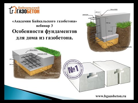 Видео: Особенности фундаментов для дома из газобетона (Академия Байкальского газобетона vol.3)