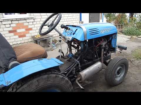 Видео: Вспашка огорода самодельным мини трактором.