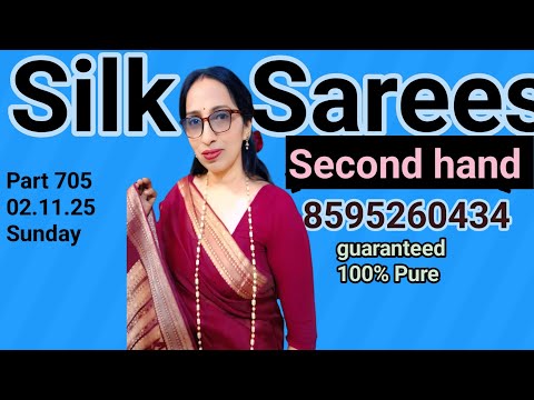 Видео: Сари из чистого шелка, изготовленные вручную, бывшие в употреблении/бывшие в употреблении/изготов...