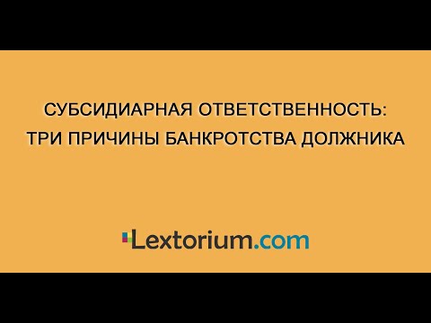 Видео: Субсидиарная ответственность: три причины банкротства должника