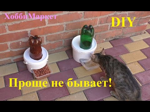 Видео: DIY Поилка и кормушка для кошек и собак. Проще простого! ХоббиМаркет